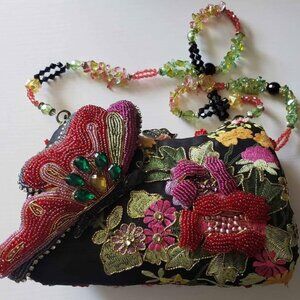 New Mary Frances Butterfly Beaded Vintage Clutch Purse